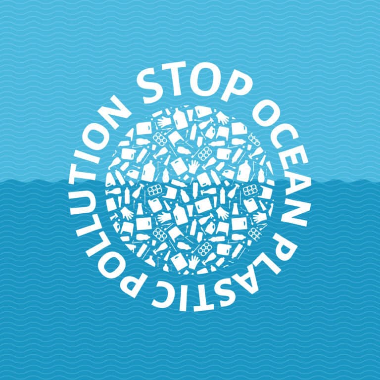 Stop,ocean,plastic,pollution,concept,vector,illustration.,circle,globe,filled